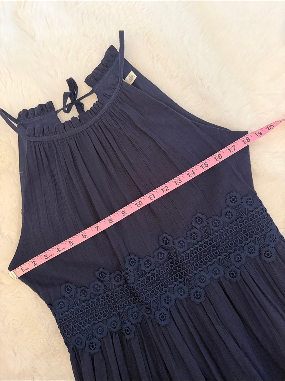 Eliza J Navy Blue Cotton Gauze Fit & Flare Strappy Sun Dress - Picture 10 of 13